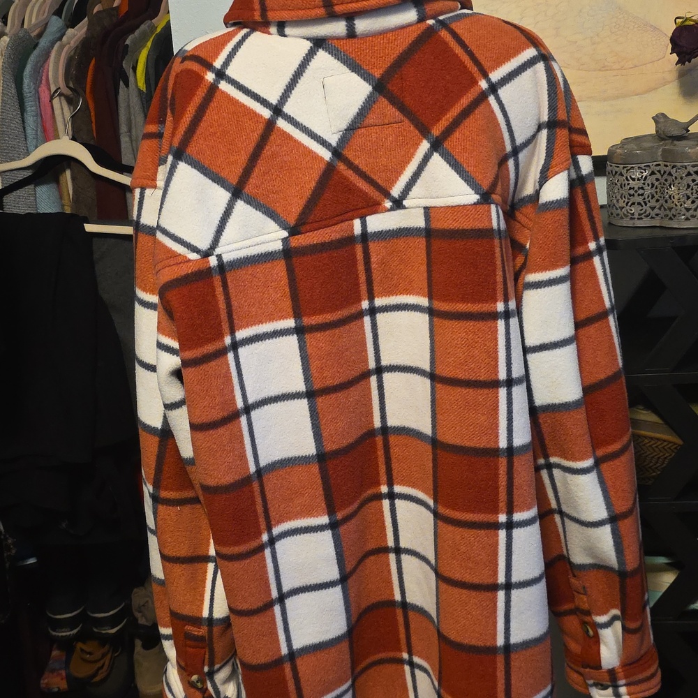 SAGE Red Cream Flannel Jacket Sherling Lined Women's XXL - Picture 6 of 7
